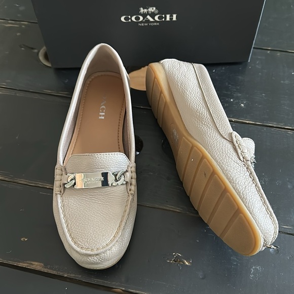 COACH Olive Pebble Grain Leather Loafer - Grey Birch - Picture 1 of 15